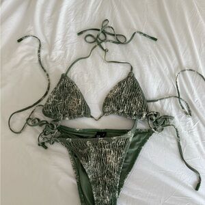 Triangl Swimwear Green Textured Bikini